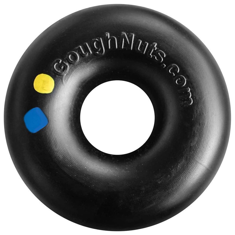 Goughnuts Original Medium Dog Chew Toy Ring for Aggressive Chewers from 30-70 Pounds in Black. Durable Rubber Dog Chew Toy for Medium Breeds and Power Chewers